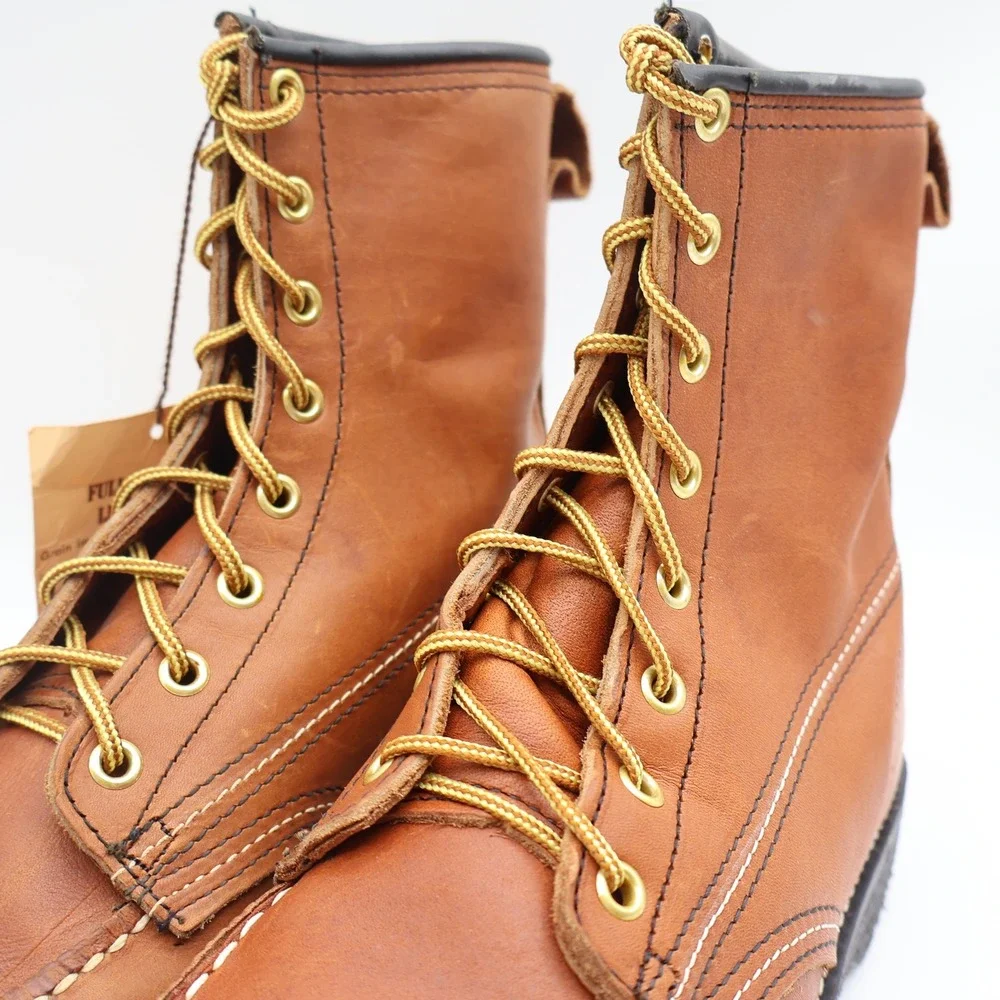 Tuff-Welt Work Boots Mens 7 Vintage Brown Full Grain Leather Moc Toe USA 332
